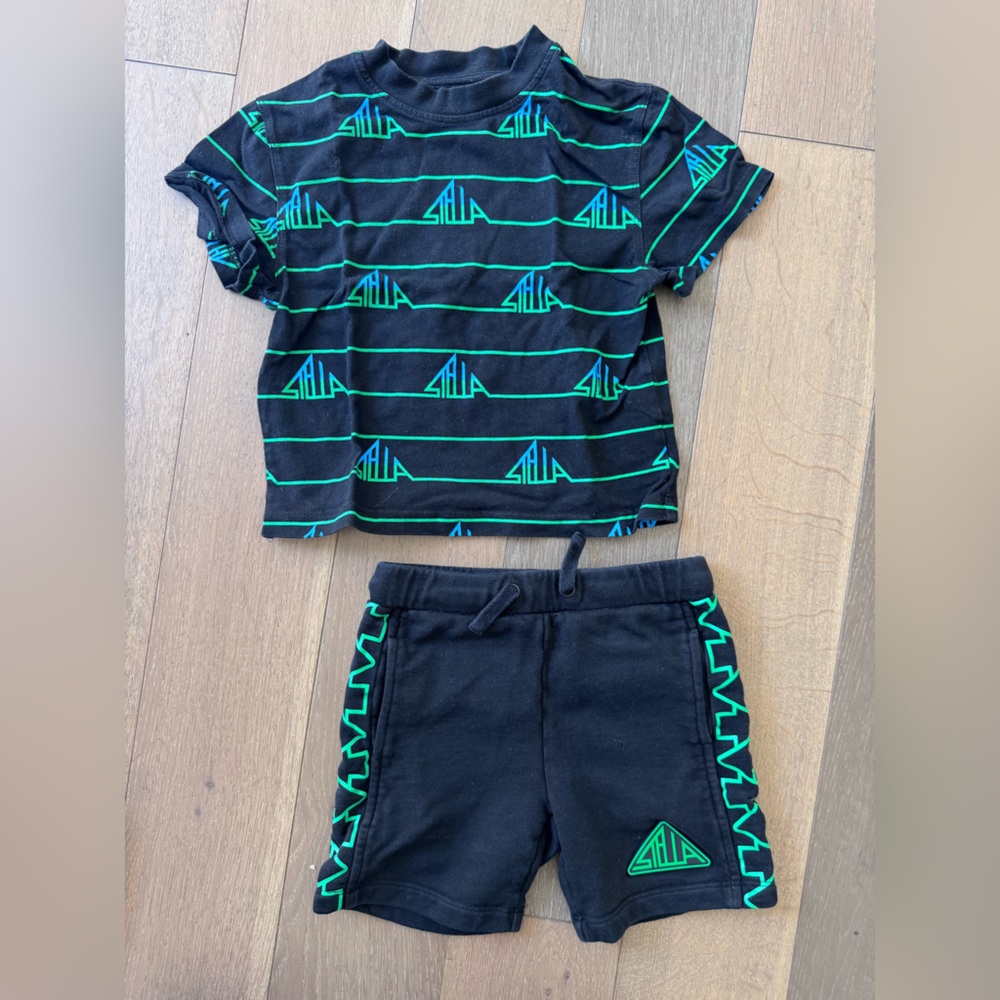 Stella McCartney Black Joggers with Green Pattern
